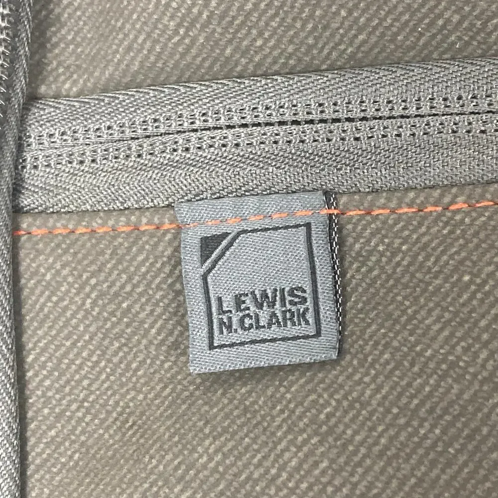 Lewis N Clark Toiletry Bag Gray Orange Trim Handle Travel Hang Mesh Pocket 9x9